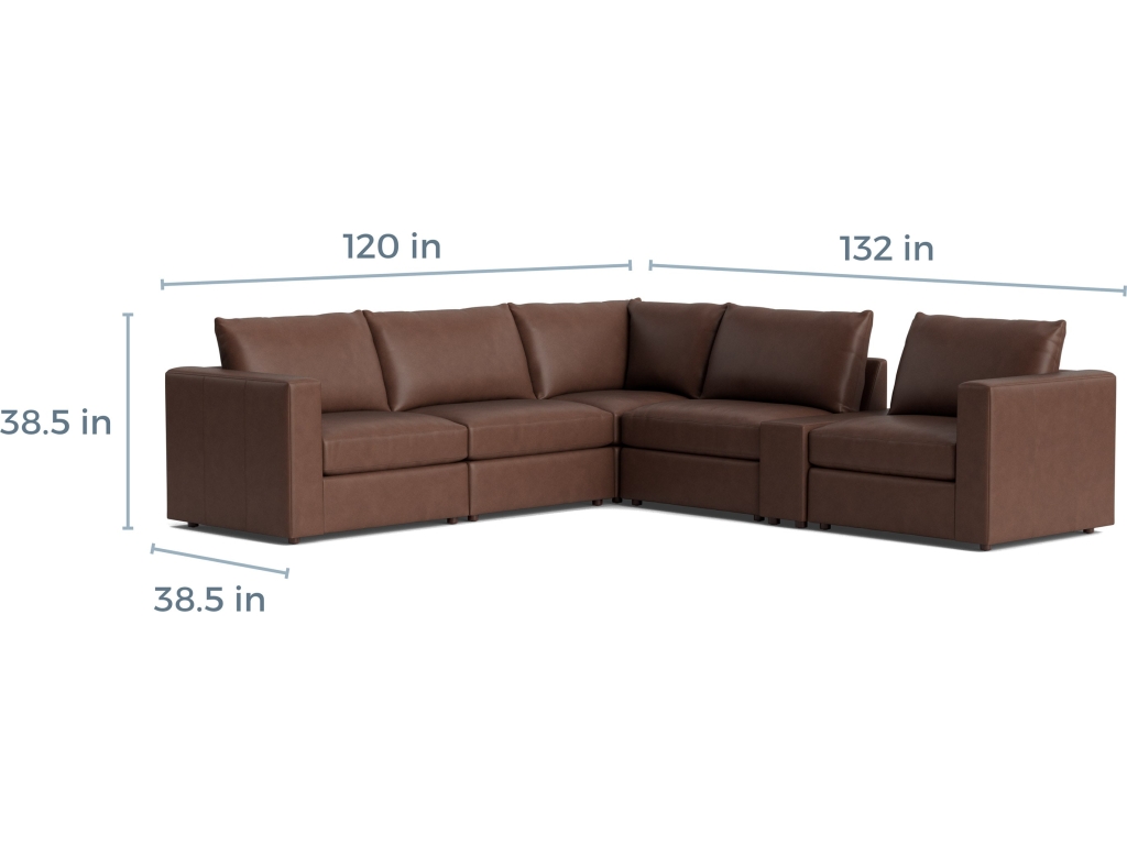 Beckham Track Arm Leather Modular Sectional with Console - image 3