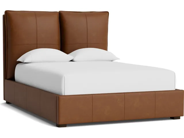 Greer Leather Upholstered Platform Bed