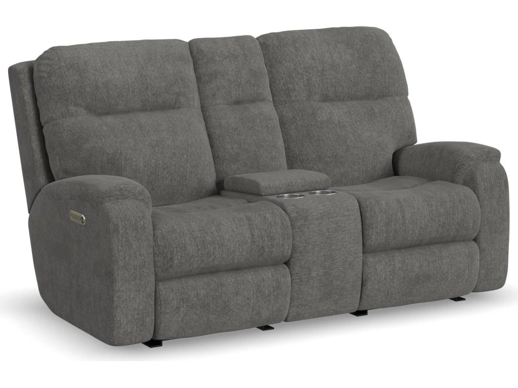 Penn Fabric Power Reclining Loveseat with Console & Power Headrests & Lumbar - main image