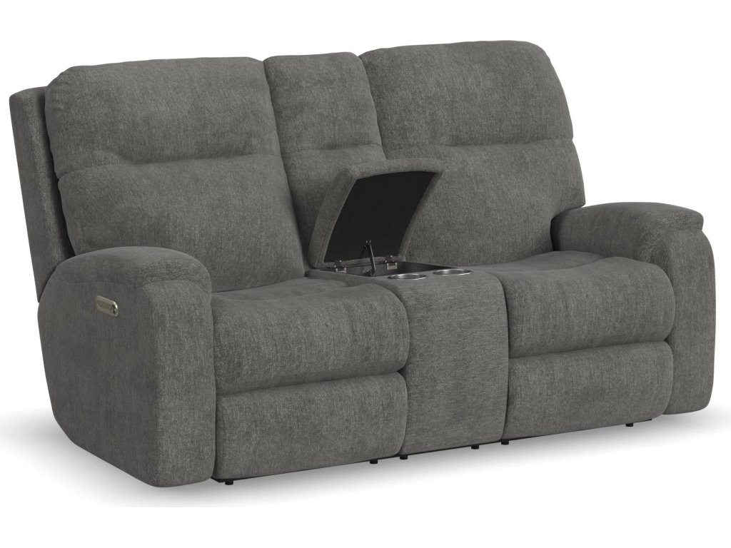 Penn Fabric Power Reclining Loveseat with Console & Power Headrests & Lumbar - image 11