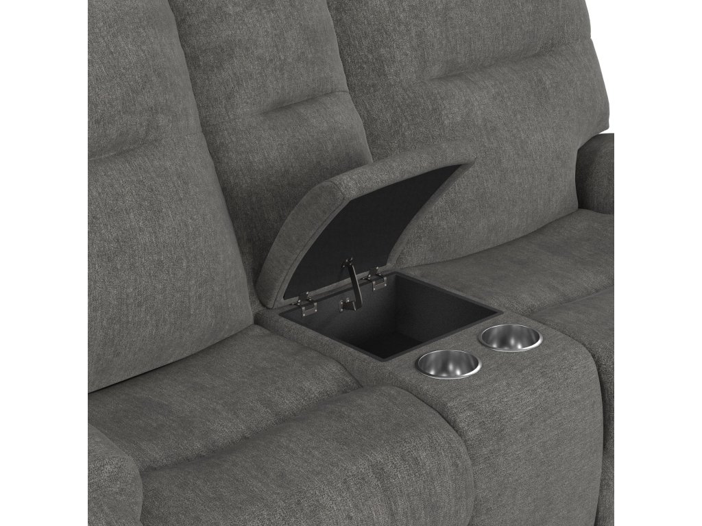 Penn Fabric Power Reclining Loveseat with Console & Power Headrests & Lumbar - image 12