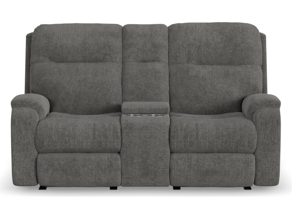 Penn Fabric Power Reclining Loveseat with Console & Power Headrests & Lumbar - image 2
