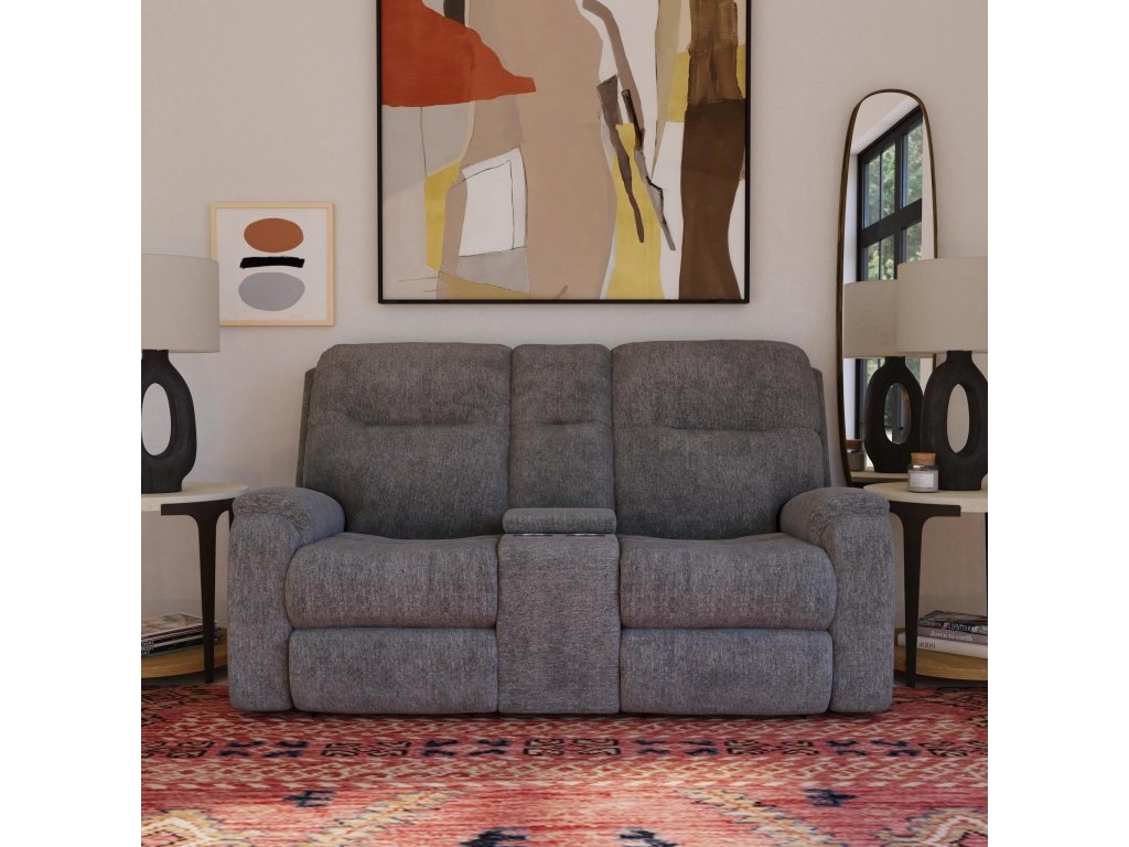 Penn Fabric Power Reclining Loveseat with Console & Power Headrests & Lumbar - image 4