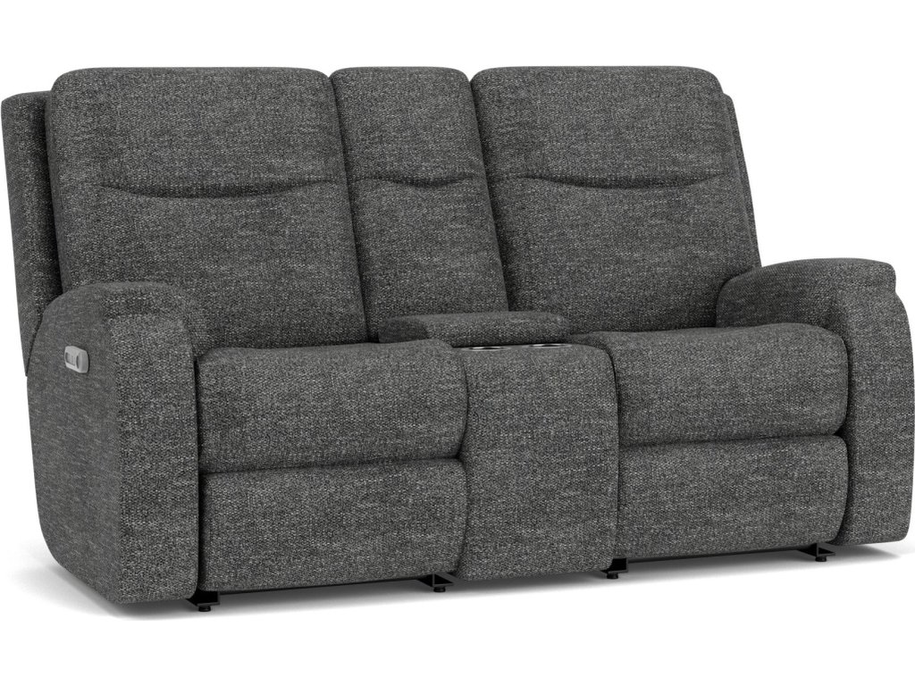 Penn Fabric Power Reclining Loveseat with Console & Power Headrests & Lumbar - image 5
