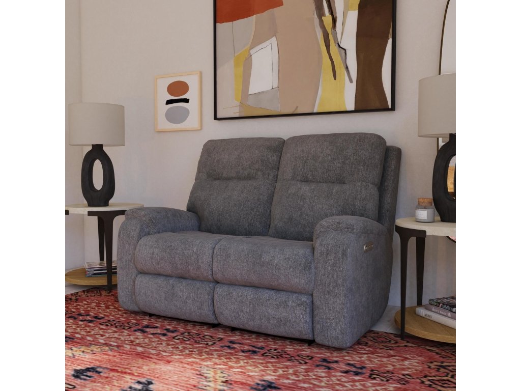 Penn Fabric Power Reclining Loveseat with Power Headrests & Lumbar - image 1