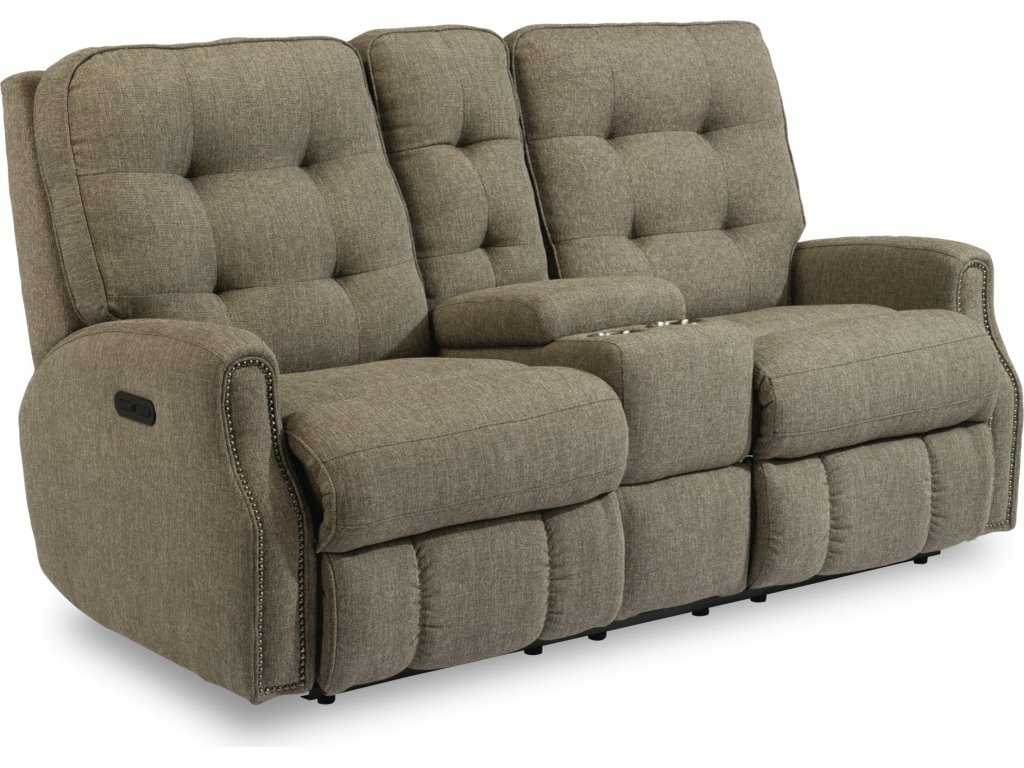 Devon Fabric Power Reclining Loveseat with Console & Power Headrests - main image