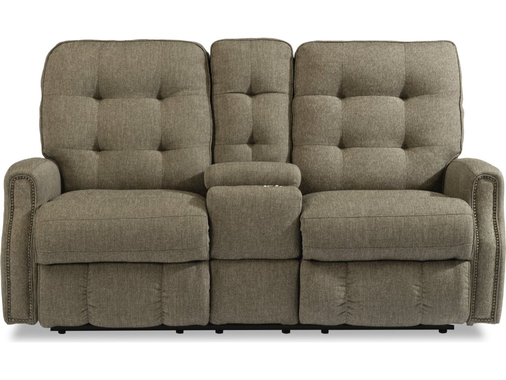 Devon Fabric Power Reclining Loveseat with Console & Power Headrests - image 1