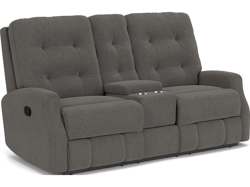 Devon Fabric Reclining Loveseat with Console - main image