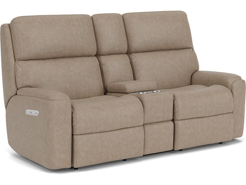 Rio Fabric Power Reclining Loveseat with Console & Power Headrests - main image