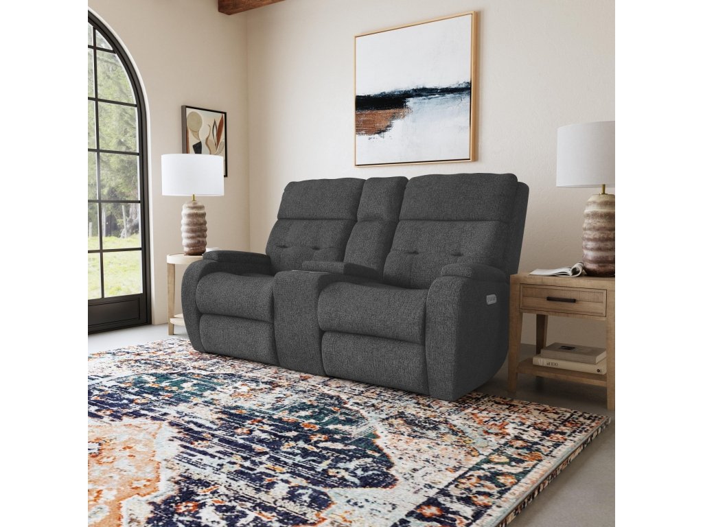 Strait Fabric Power Recliner with Power Headrest & Lumbar - image 1