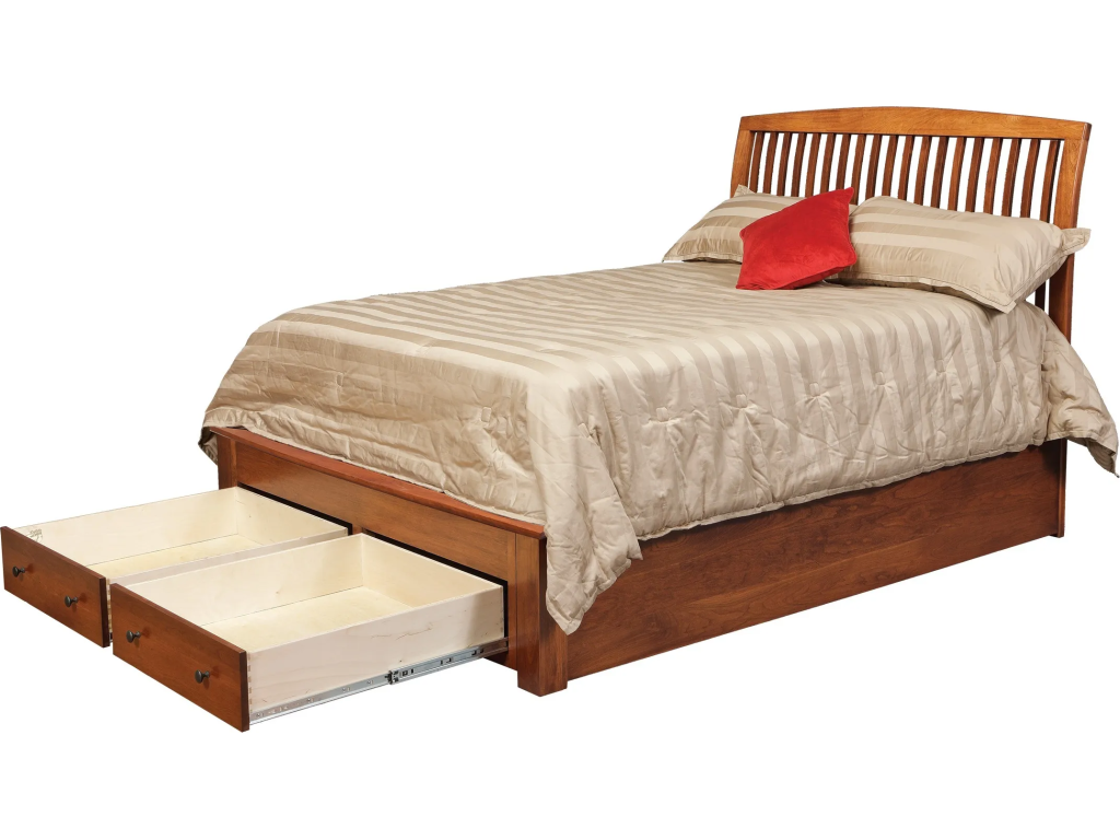 Daniel's Amish Holmes Queen Pedestal Bed w/2-Drawers in Footboard, alternate view 1