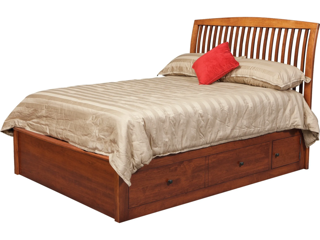 Daniel's Amish Holmes Queen Pedestal Bed w/2 60" Wide Side Drawers, alternate view 2