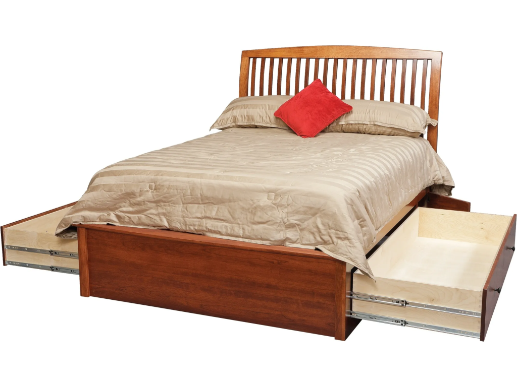 Daniel's Amish Holmes Queen Pedestal Bed w/2 60" Wide Side Drawers, alternate view 1