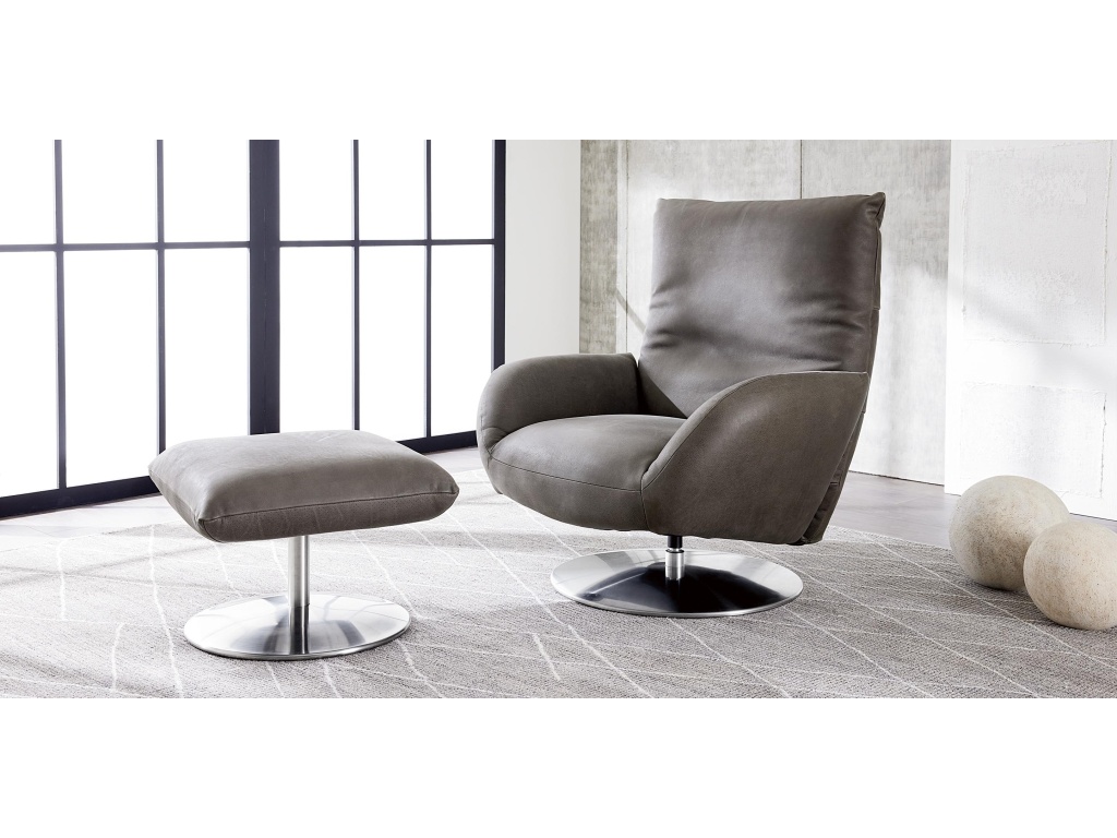 Ranlo Leather Swivel Arm Chair - image 1