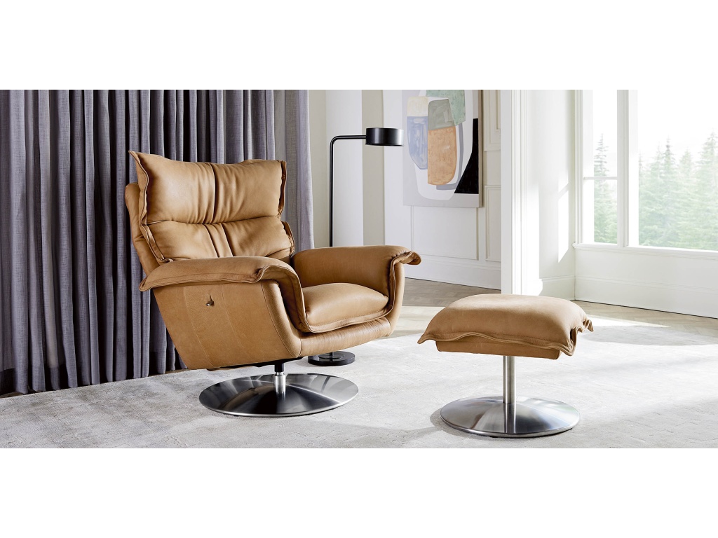Dunn Leather Swivel Arm Chair - image 1