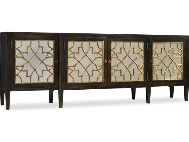 Sanctuary Four Door Mirrored Console- Ebony