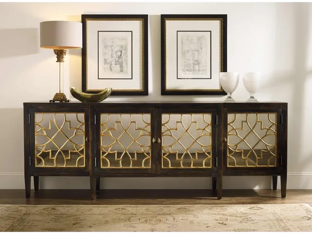 Sanctuary Four Door Mirrored Console- Ebony - Alternative View