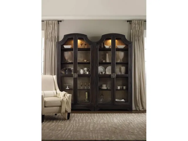 Sanctuary Glass Bunching Curio-Ebony Antiqued Oak