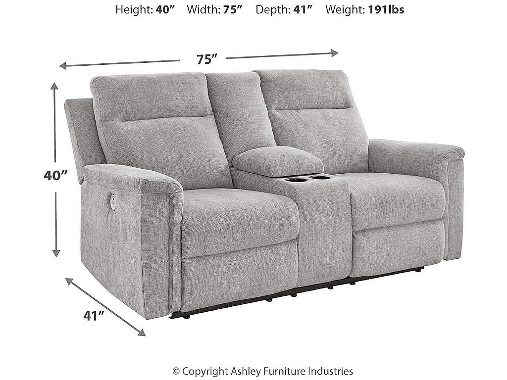Barnsana Power Reclining Loveseat with Console - image 3