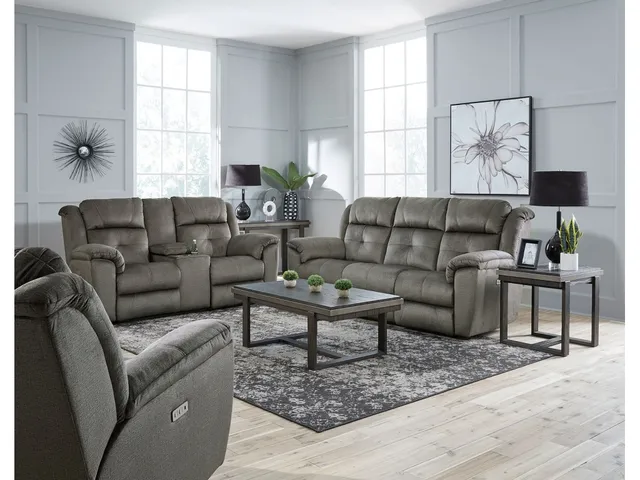 Double Reclining Power Headrest Loveseat with Console