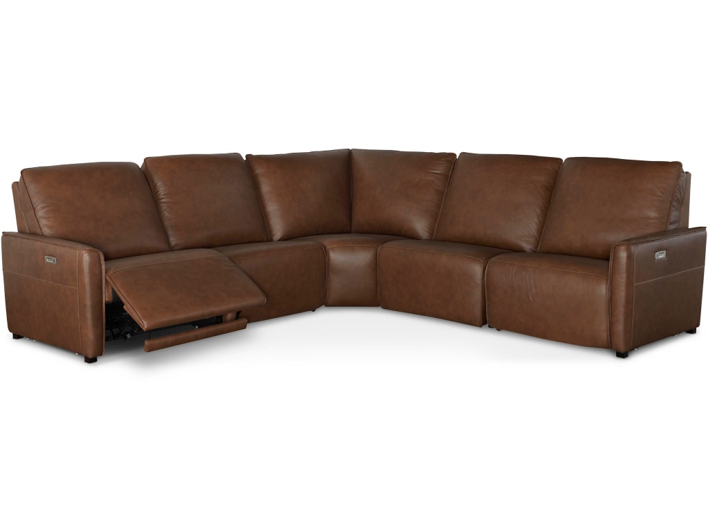Everett Leather Modular Reclining Sectional - image 1