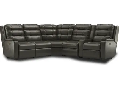 Arlo Leather Power Reclining Sectional with Power Headrests & Lumbar
