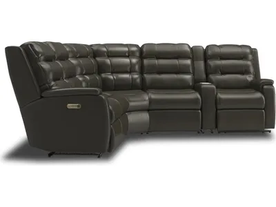 Arlo Leather Power Reclining Sectional with Power Headrests & Lumbar