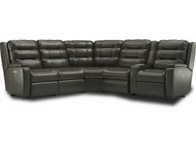 Arlo Leather Power Reclining Sectional with Power Headrests