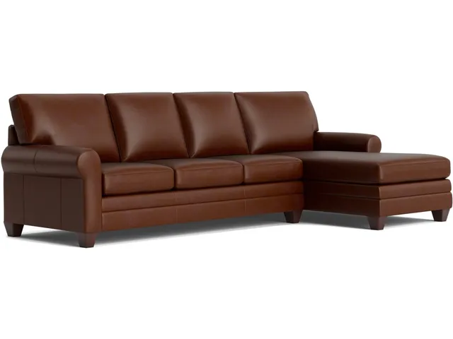 Carolina Leather Roll Arm Chaise Sectional - Alternative View