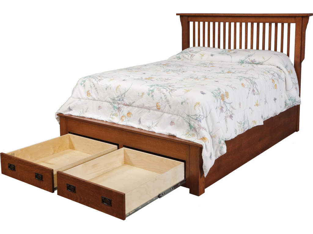 Mission Queen Pedestal Bed w/ 2 Drawers on End - image 1