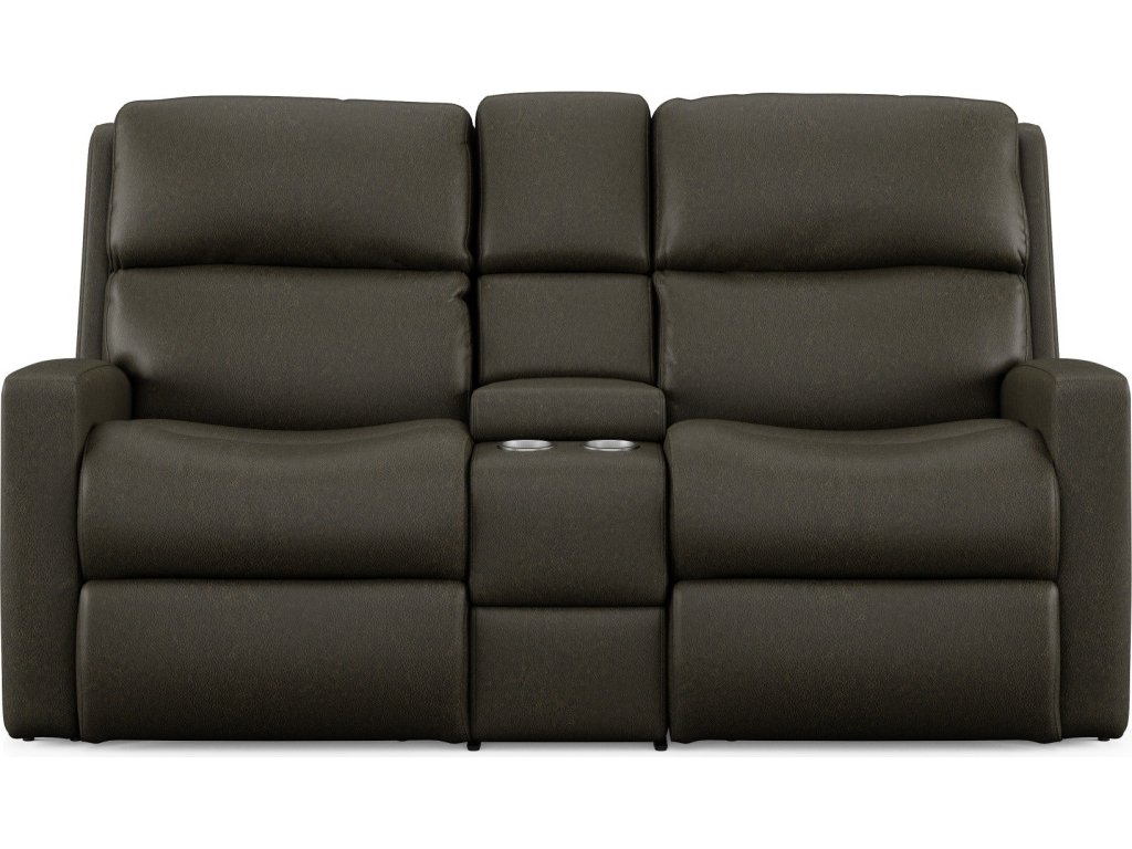 Catalina Leather Reclining Loveseat with Console - image 1