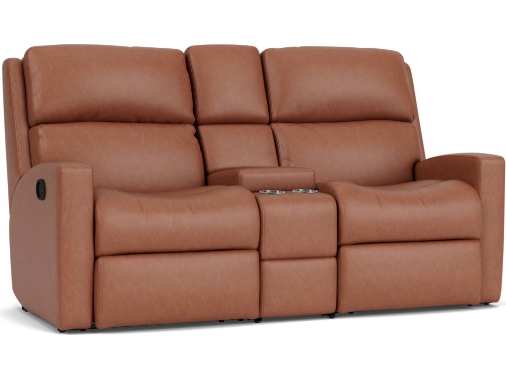 Catalina Leather Reclining Loveseat with Console - image 3