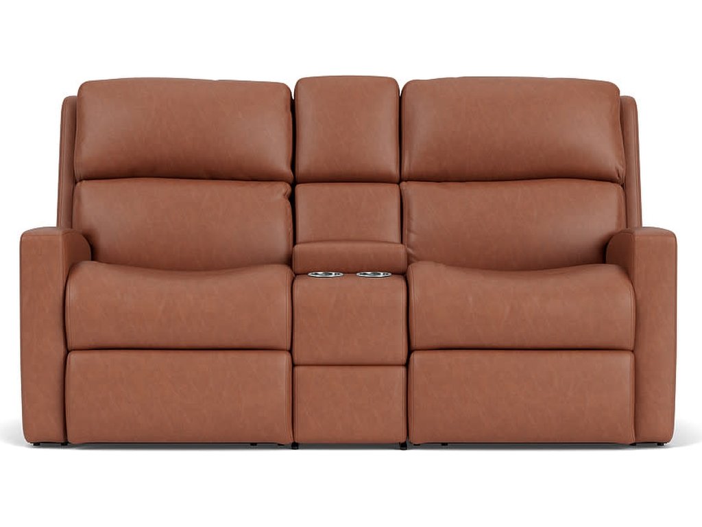 Catalina Leather Reclining Loveseat with Console - image 4