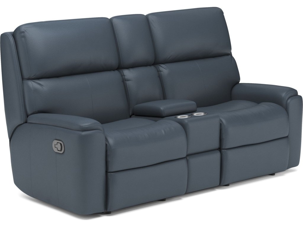 Rio Leather Reclining Loveseat with Console - main image