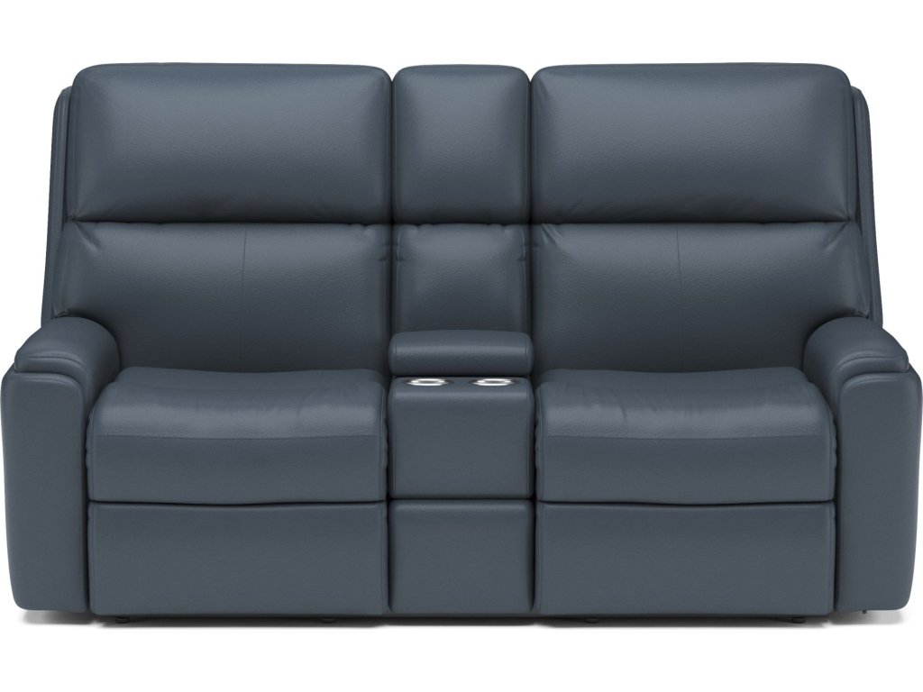 Rio Leather Reclining Loveseat with Console - image 1
