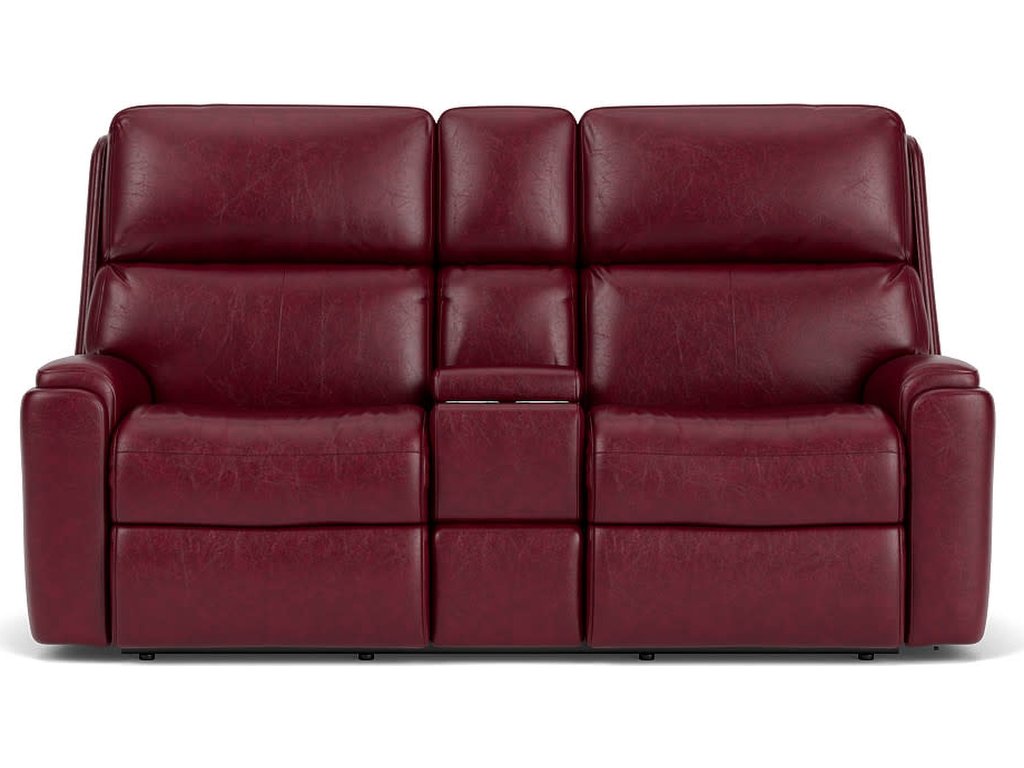 Rio Leather Reclining Loveseat with Console - image 4