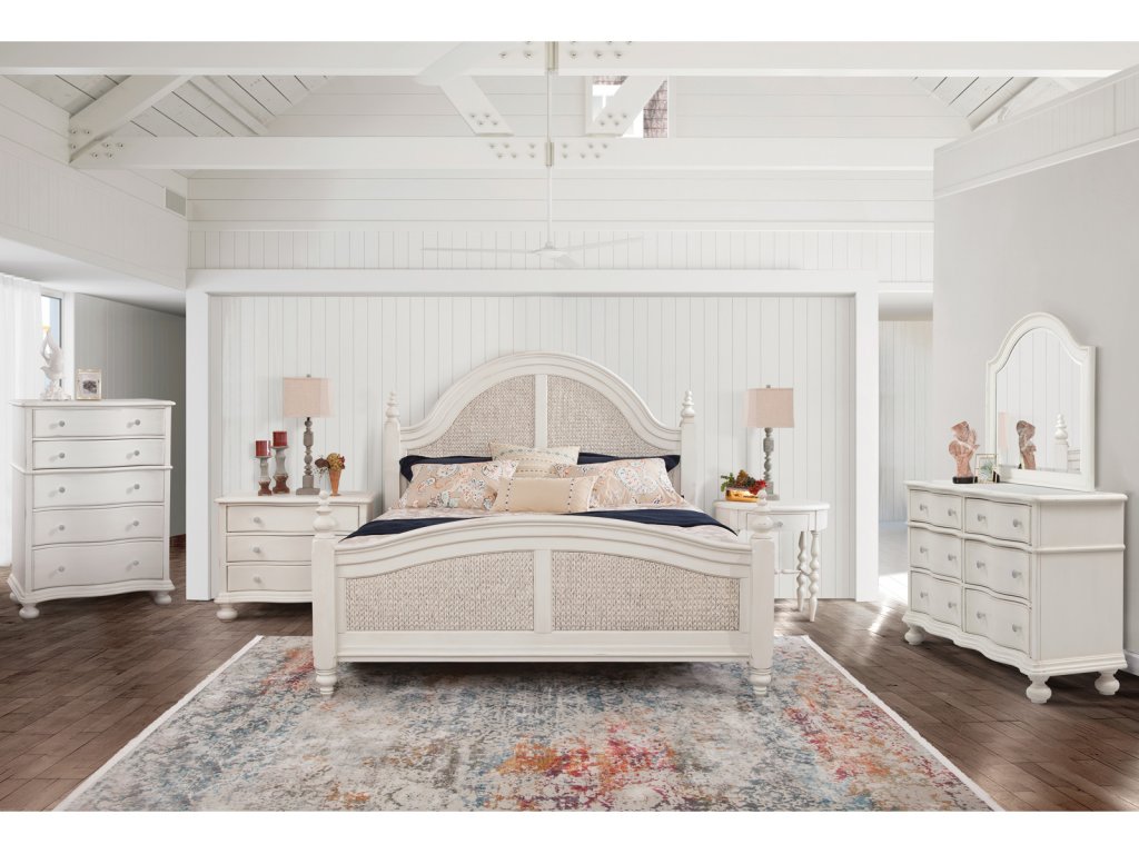 3910 Rodanthe 4 Pc Woven Bedroom Set – Queen Bed, Dresser, Mirror, Three Drawer Nightstand - main image
