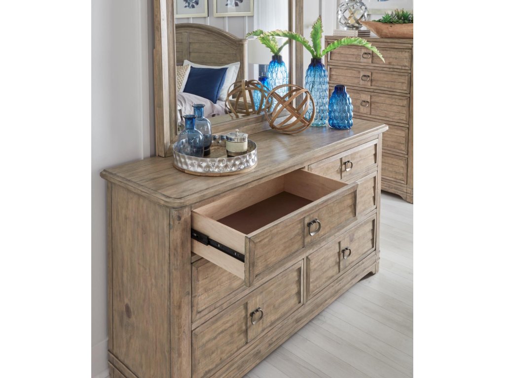 Queen Arched Panel Bed, Dresser, Mirror, 1 Drawer Nightstand, Chest - image 8