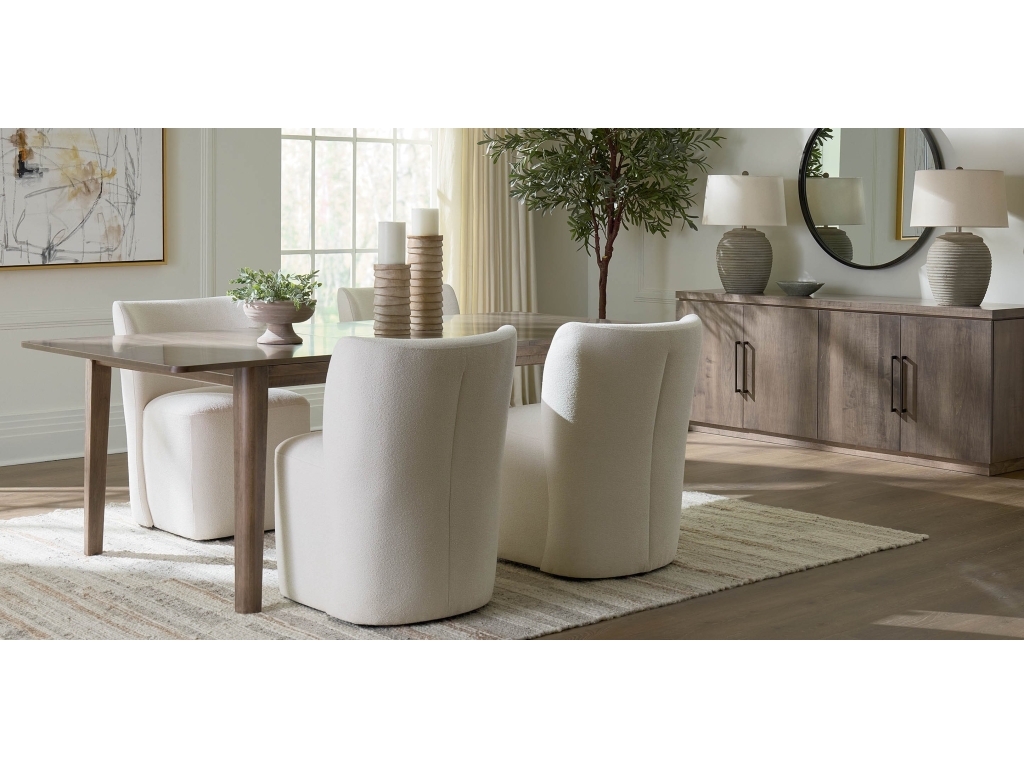 Reed Upholstered Dining Chair with Casters - image 1