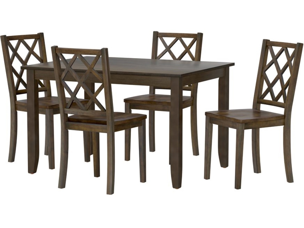 5Pc Set - Dining Table W /  4 Chairs - Brown - main image