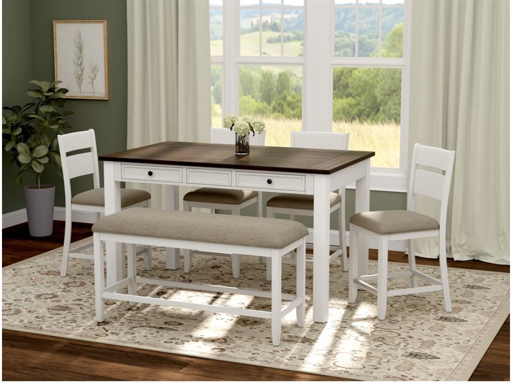 6Pc Set - Gathering Table W /  4 Chairs & Bench - image 4