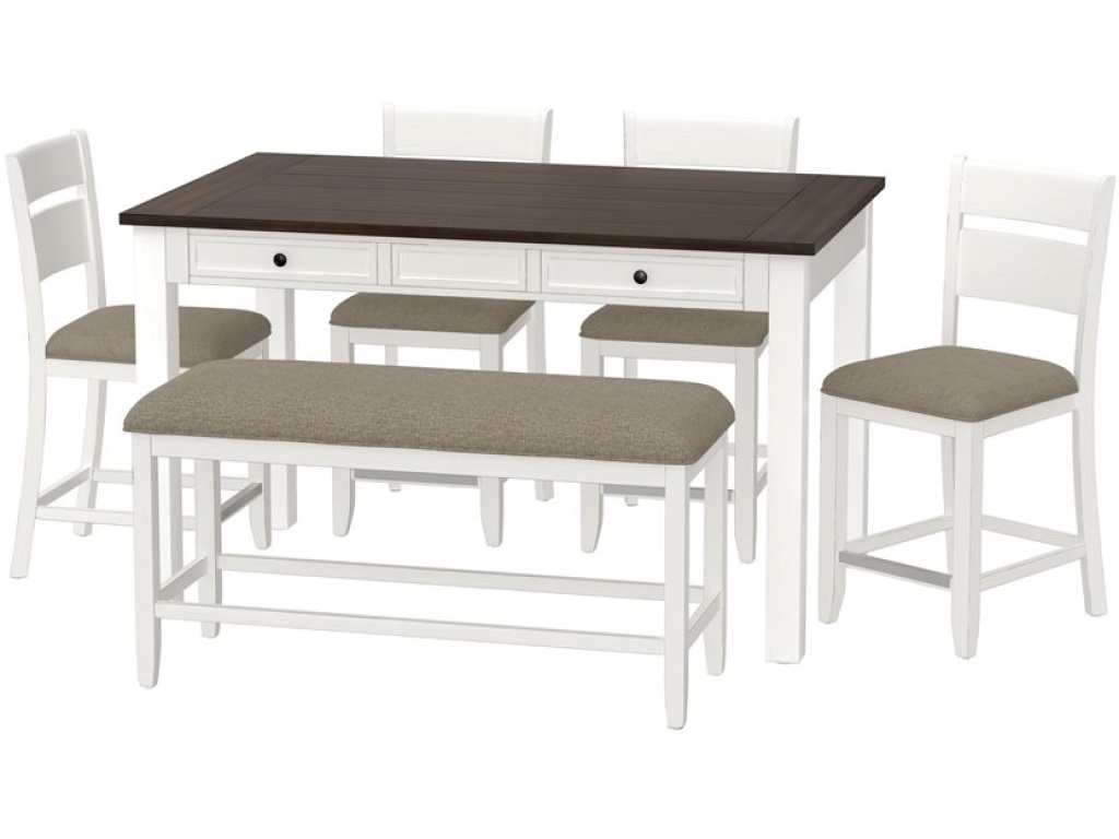 6Pc Set - Gathering Table W /  4 Chairs & Bench - main image