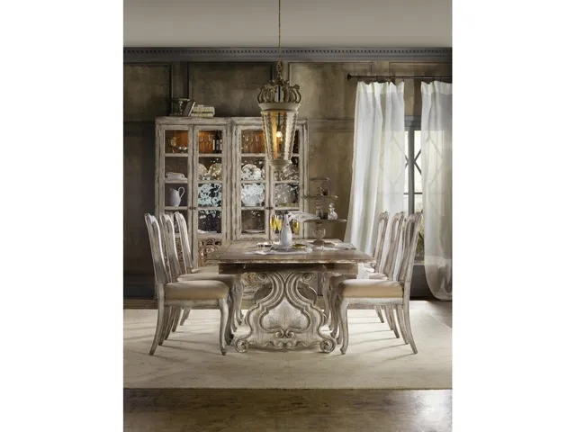 Chatelet Refectory Rectangle Trestle Dining Table with Two 22'' Leaves - Alternative View