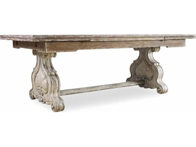 Chatelet Refectory Rectangle Trestle Dining Table with Two 22'' Leaves