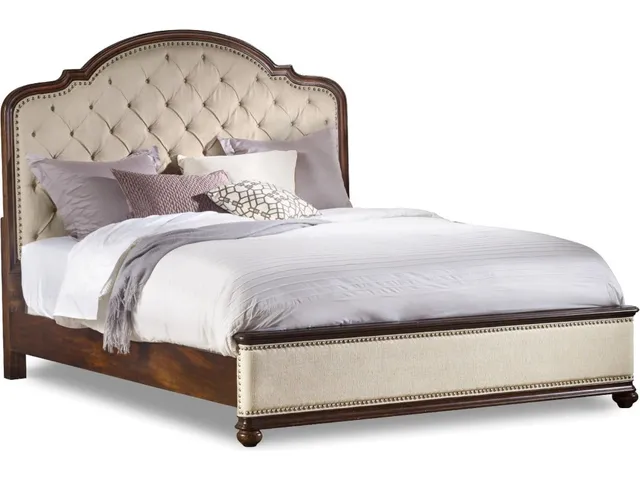Leesburg Queen Upholstered Bed with Wood Rails