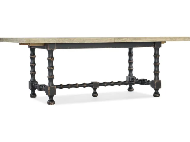 Ciao Bella 84in Trestle Table w/ 2-18in Leaves-Flaky White/Black