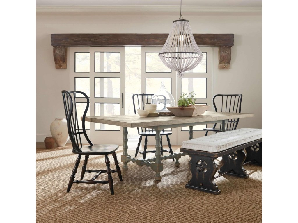 Ciao Bella 84in Trestle Table w/ 2-18in Leaves-Natural/Gray - image 2