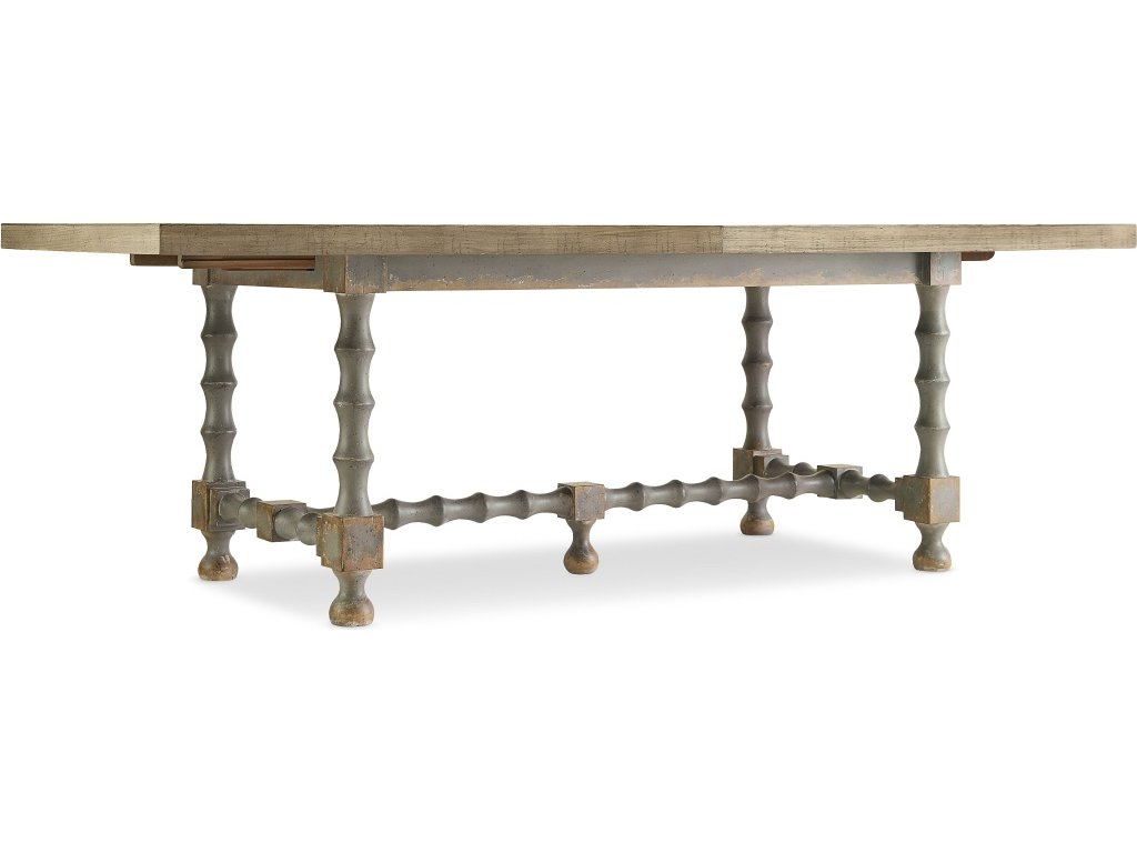 Ciao Bella 84in Trestle Table w/ 2-18in Leaves-Natural/Gray - main image