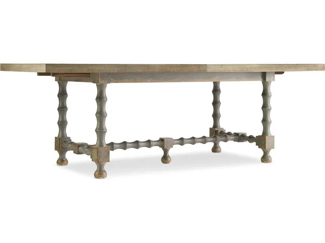 Ciao Bella 84in Trestle Table w/ 2-18in Leaves-Natural/Gray
