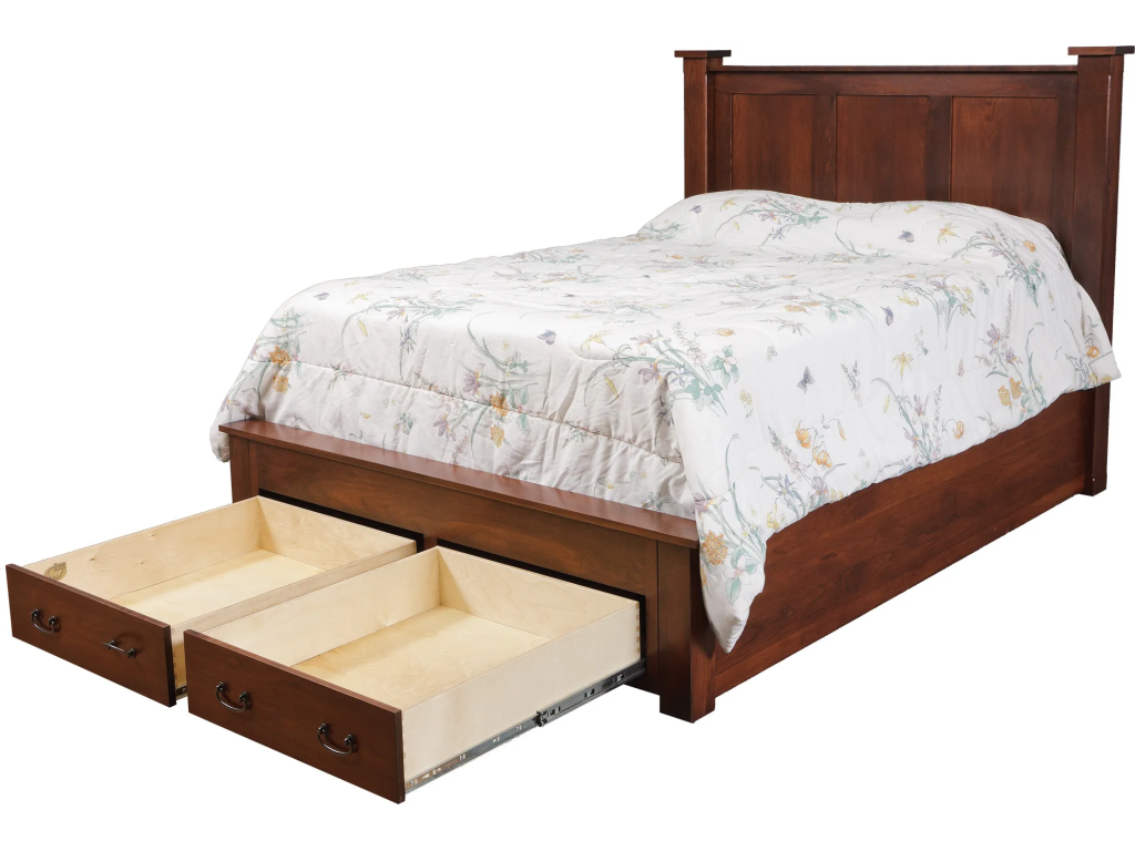 Treasure Queen Pedestal Bed w/ Two Footboard Drawers - image 1
